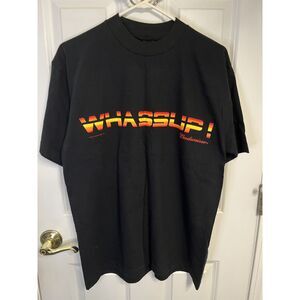 Vintage Y2K 2001 Budweiser Whassup! Beer Black T-Shirt Size Large - NWT